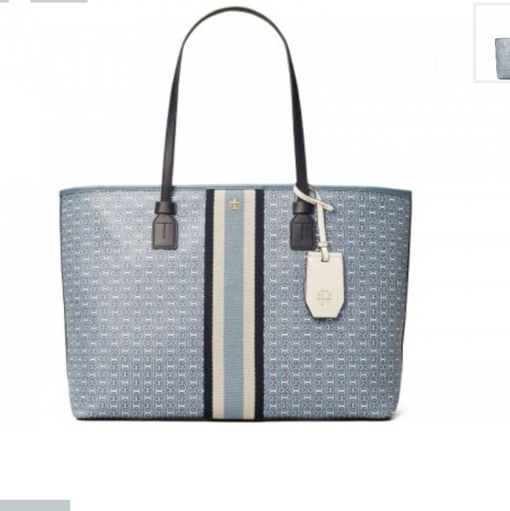 Tory burch Blue Gemini  link tote Canvas